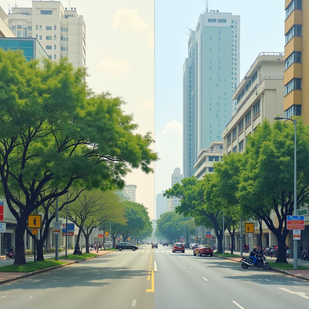 Khung cảnh xung quanh ngã tư Quận 3 Công viên Tao Đàn và các tòa nhà