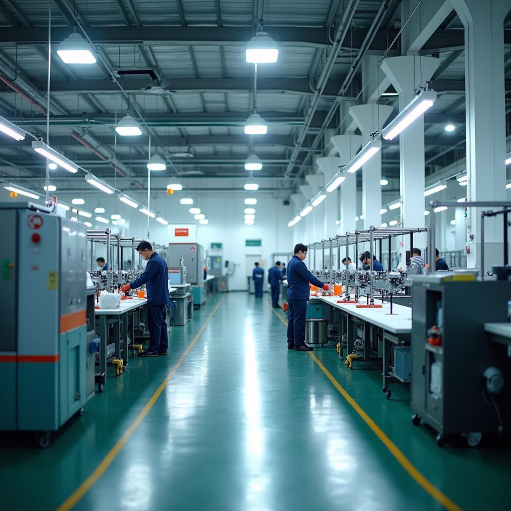 Dây chuyền sản xuất hiện đại và sạch sẽ bên trong nhà máy Kurabe Industrial Bắc Ninh Co., Ltd, tại Từ Sơn.