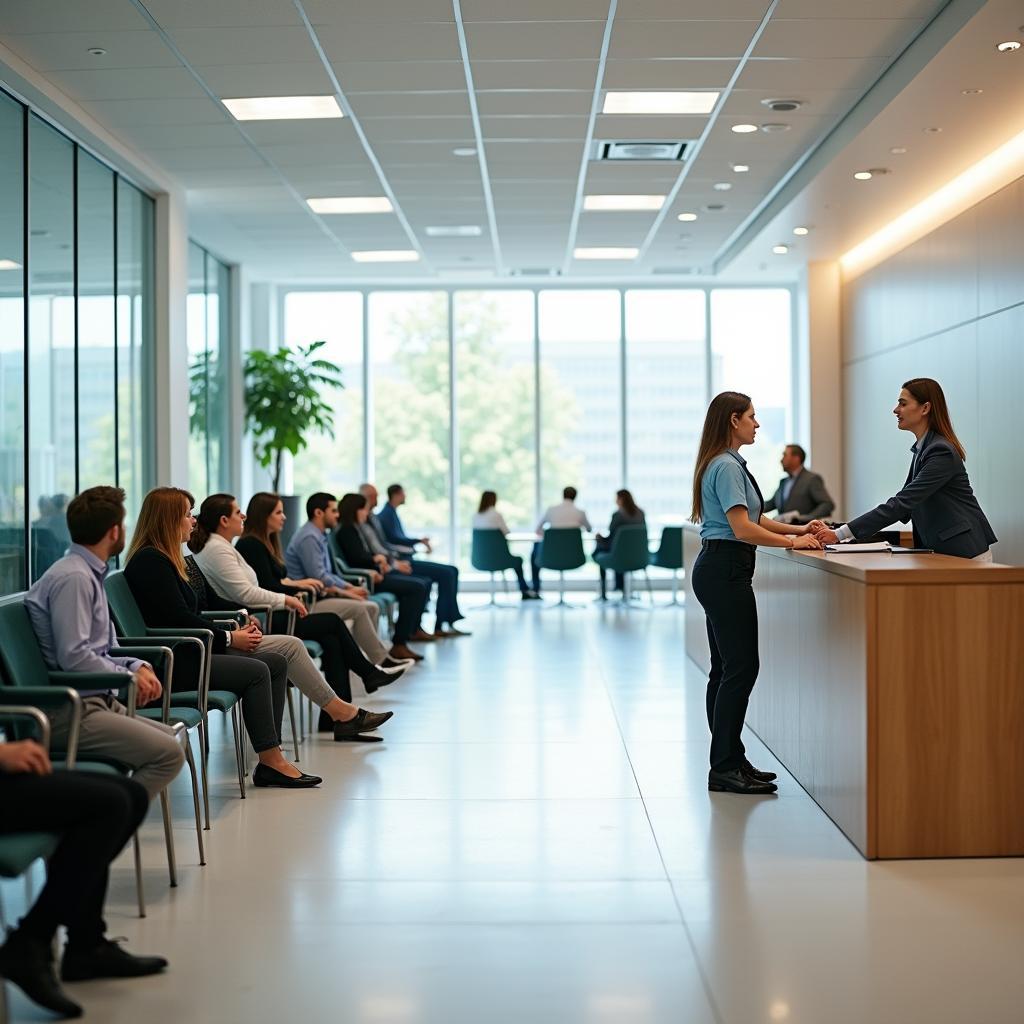 Khu vực chờ và tiếp công dân tại Bộ Tài nguyên & Môi trường sạch sẽ, có nhân viên hướng dẫn tận tình