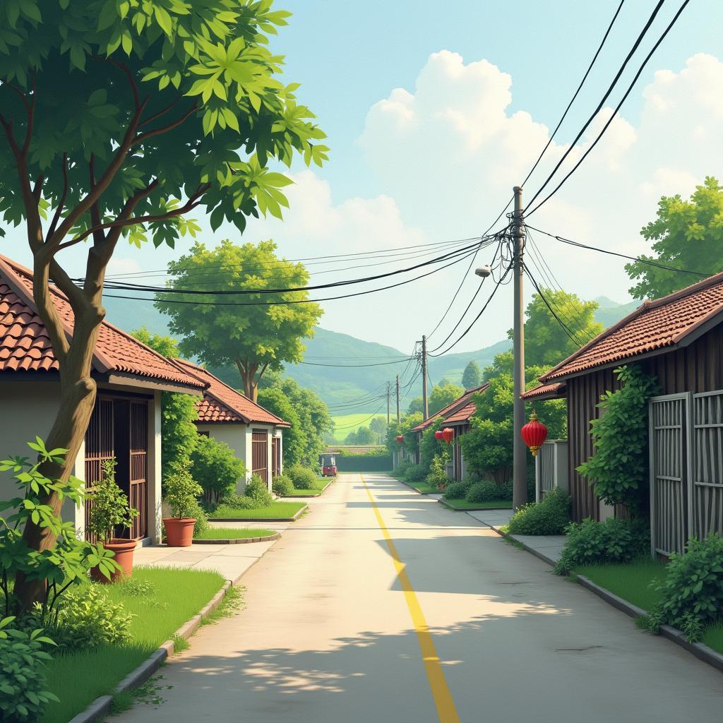 Khung cảnh yên bình của khu vực nông thôn Vòng Xuyên, Phúc Thọ, nơi tọa lạc trường THPT Phúc Thọ