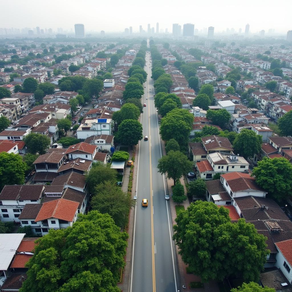 Toan cảnh khu vực Phường Xuân Đỉnh, Bắc Từ Liêm, Hà Nội với sự kết hợp giữa đô thị hiện đại và không gian sống