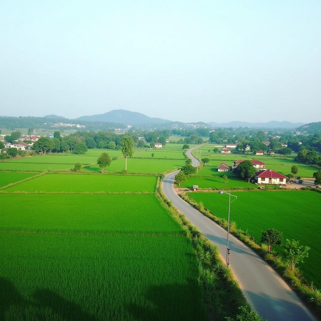 Toàn cảnh khung cảnh làng quê bình yên tại Xã Quảng Bị, Huyện Chương Mỹ, Thành phố Hà Nội