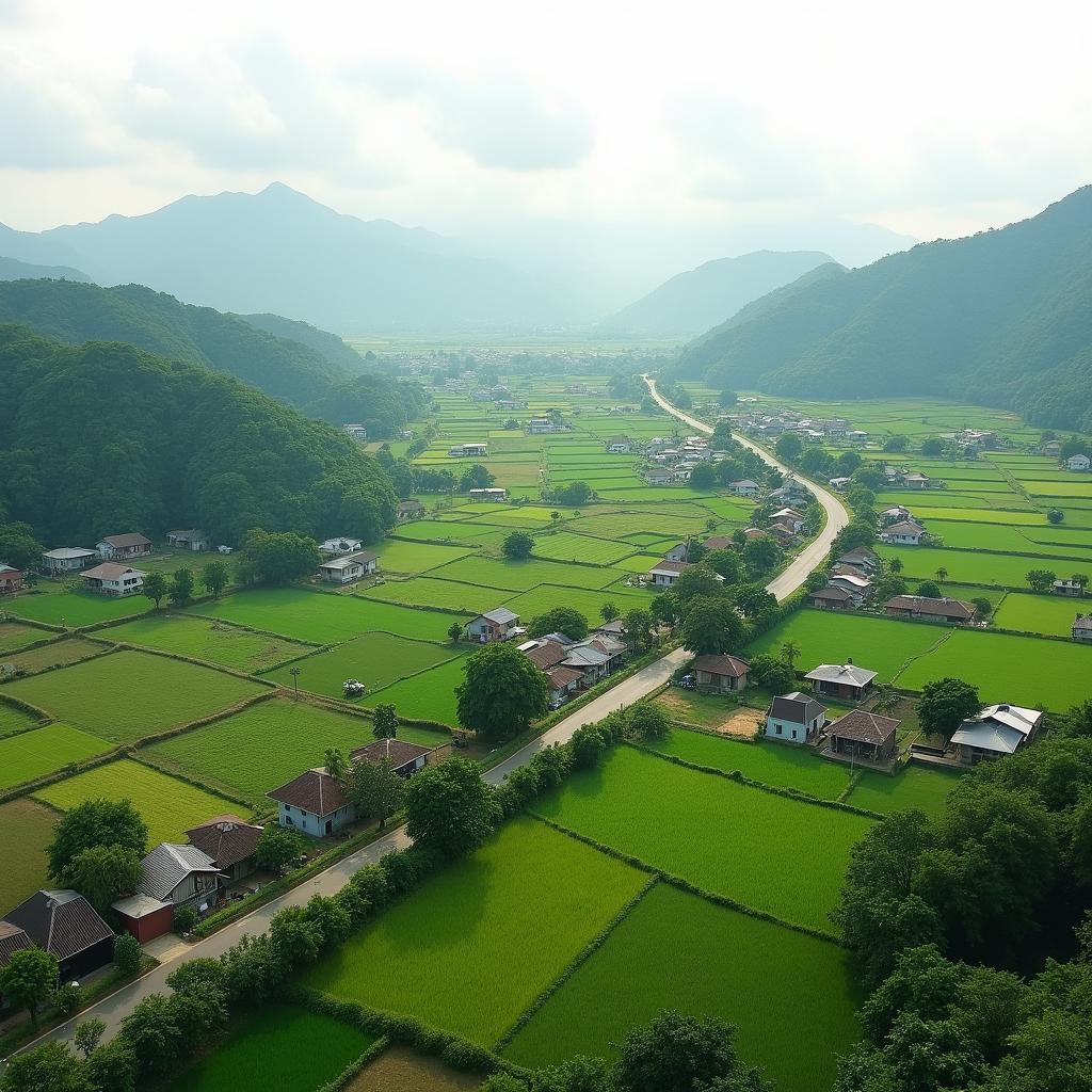 Hình ảnh khung cảnh làng quê yên bình tại Xã Yên Xuân Thạch Thất
