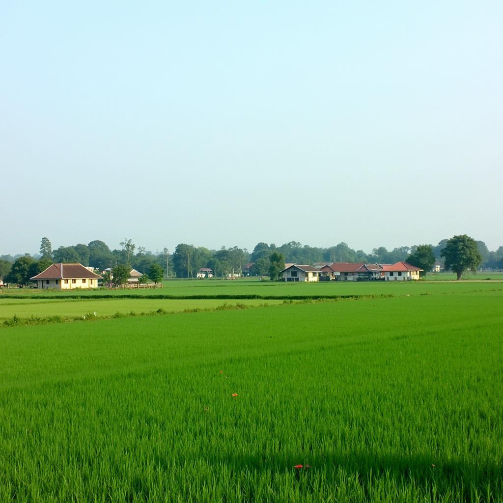 Khung cảnh yên bình của vùng nông thôn Xã Thanh Lâm Tỉnh Hà Nam với những cánh đồng lúa xanh mướt