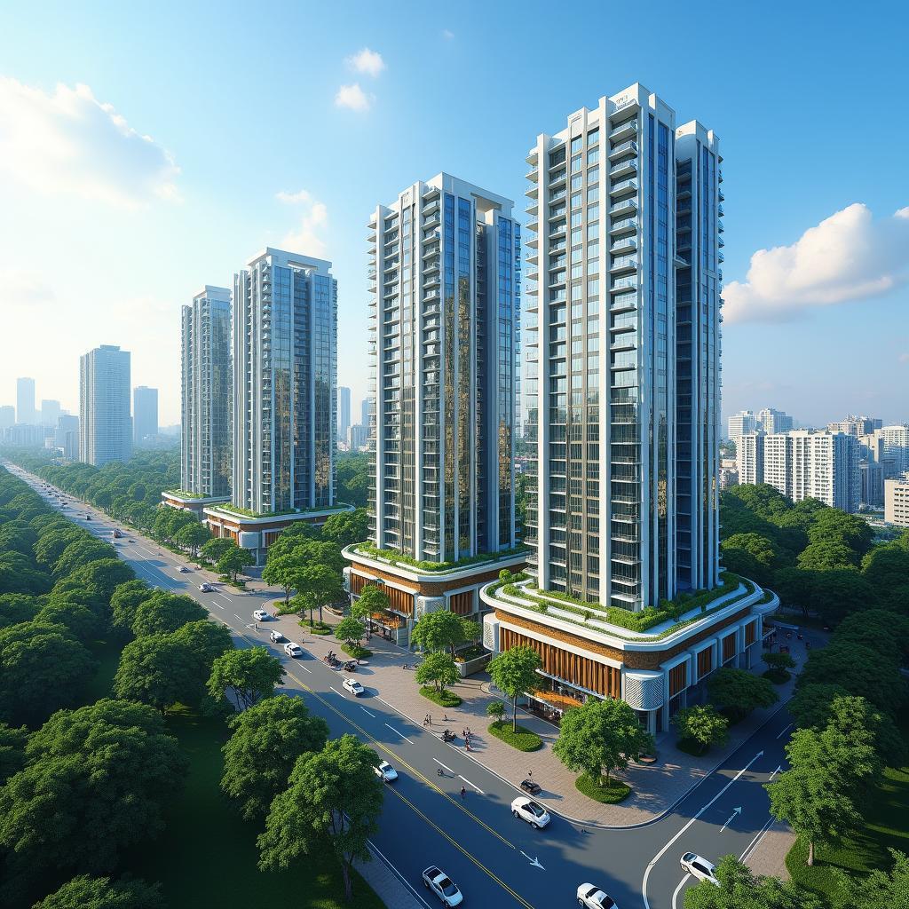Toàn cảnh Phường Tân Hưng Quận 7 với các tòa nhà cao tầng và đường phố hiện đại, sôi động