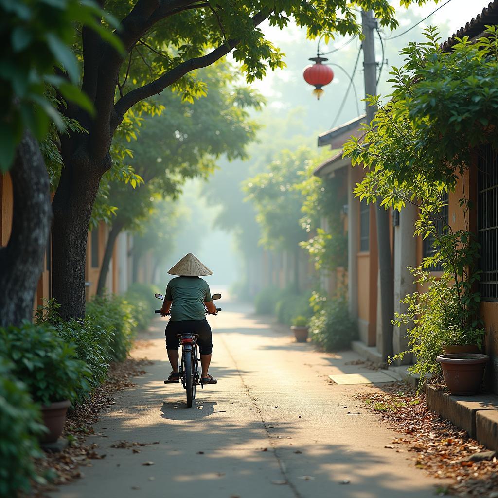 Một góc yên bình với khung cảnh sinh hoạt hoặc thiên nhiên đặc trưng của Phường Hội An Tây, thể hiện không gian sống mộc mạc