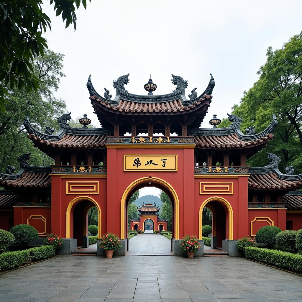 Cổng chính Văn Miếu Quốc Tử Giám, biểu tượng của Phường Văn Miếu, Hà Nội