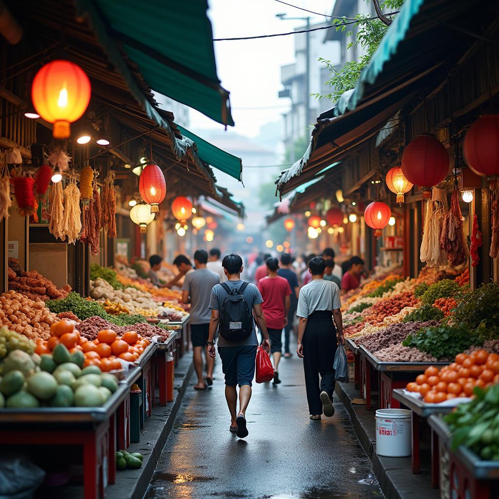 Toàn cảnh khu chợ Cầu Lừ, Hoàng Mai, Hà Nội tấp nập người mua kẻ bán
