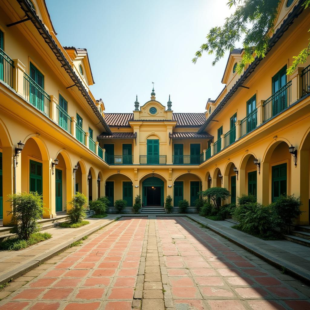 Toàn cảnh kiến trúc cổ kính mang đậm dấu ấn Pháp của trường THPT Hùng Vương tại số 124 Hồng Bàng Quận 5