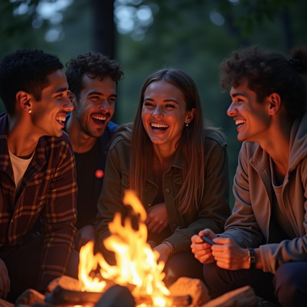 Kỷ niệm khó quên khi nhóm bạn thân cùng nhau tâm sự bên ánh lửa trại bập bùng giữa đêm