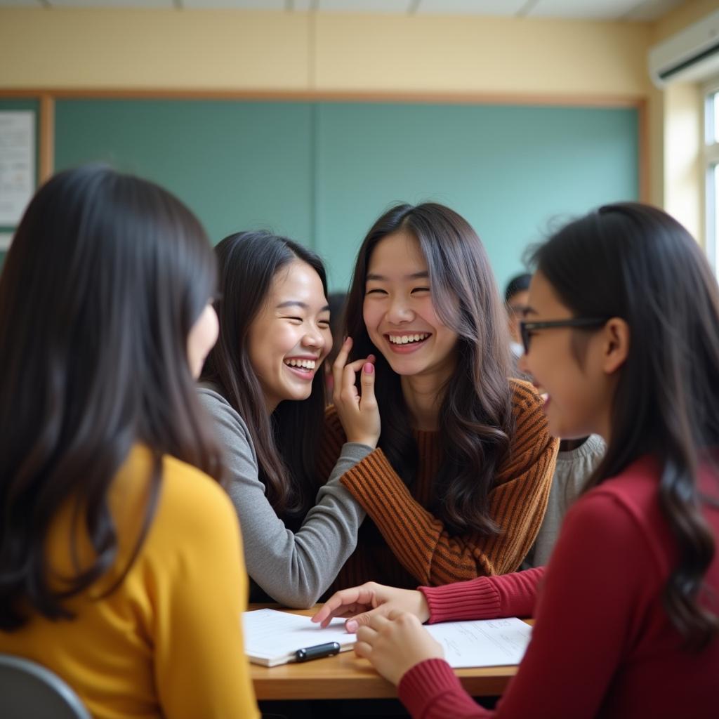 Học sinh làm lành với nhau sau khi áp dụng cách giải quyết mâu thuẫn bạn bè trong lớp thành công