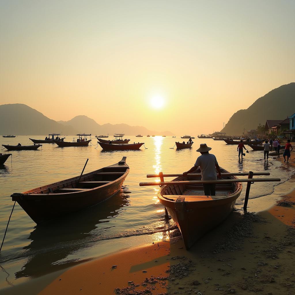 Vẻ đẹp yên bình của làng chài Phước Hải, huyện Đất Đỏ vào buổi sáng sớm tinh mơ