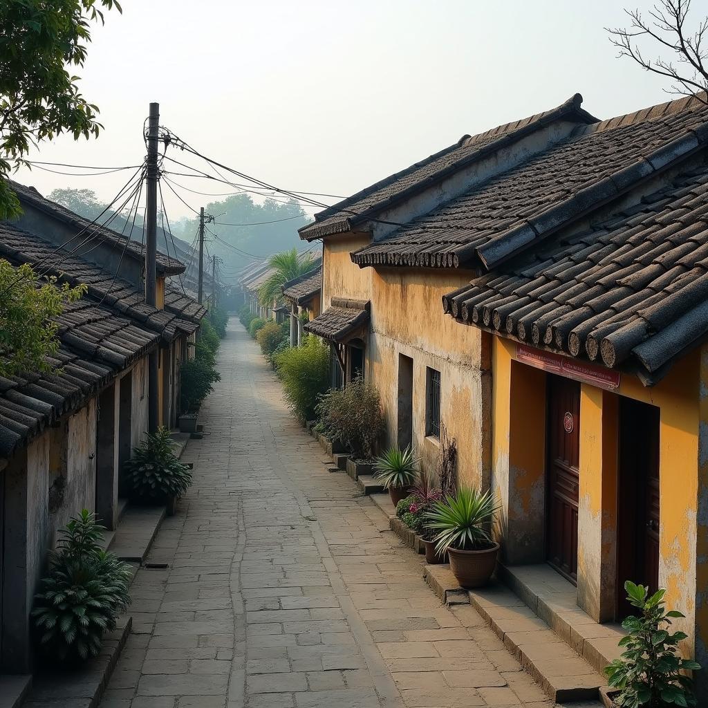 Những ngôi nhà cổ kính với kiến trúc truyền thống tại làng Cự Đà ở Huyện Thanh Oai