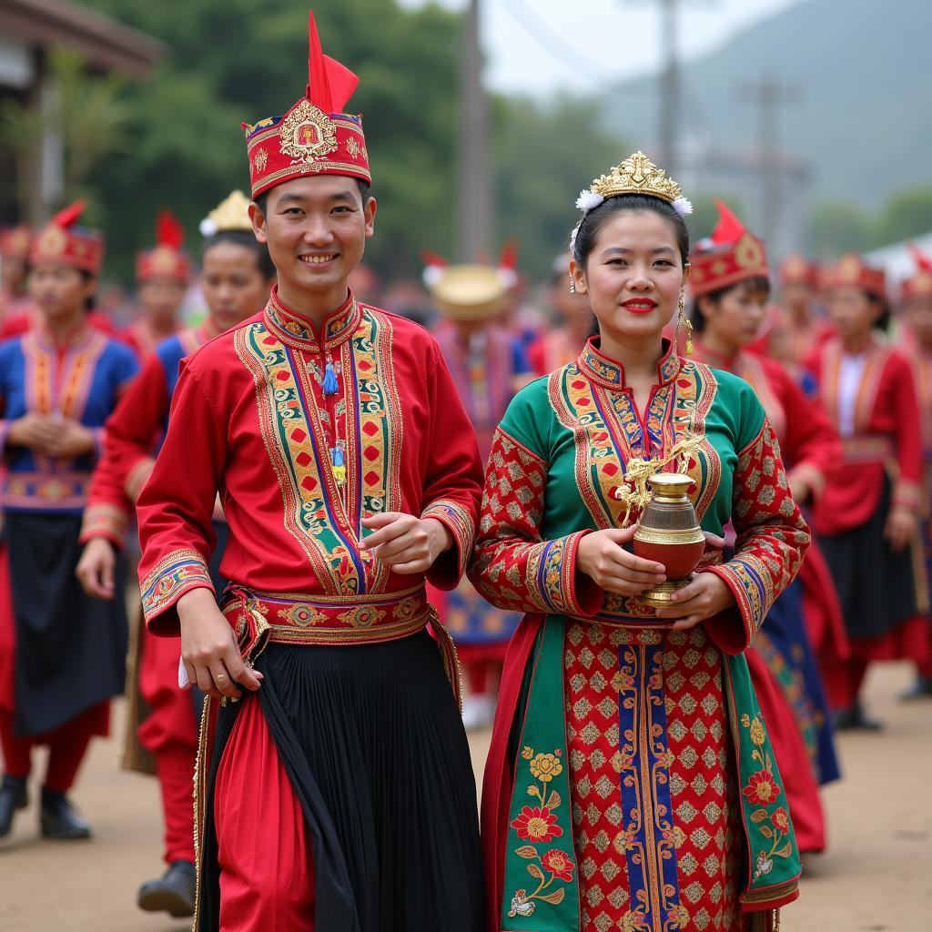 Người dân Xã Văn Bàn, Tỉnh Lào Cai trong trang phục truyền thống tham gia lễ hội