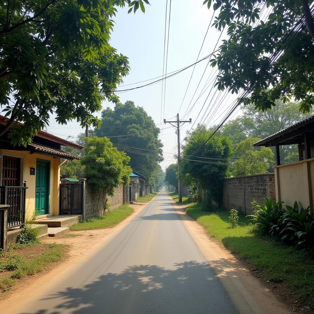 Con đường làng yên bình dẫn vào Xã Liên Minh, Huyện Thanh Sơn, Tỉnh Phú Thú