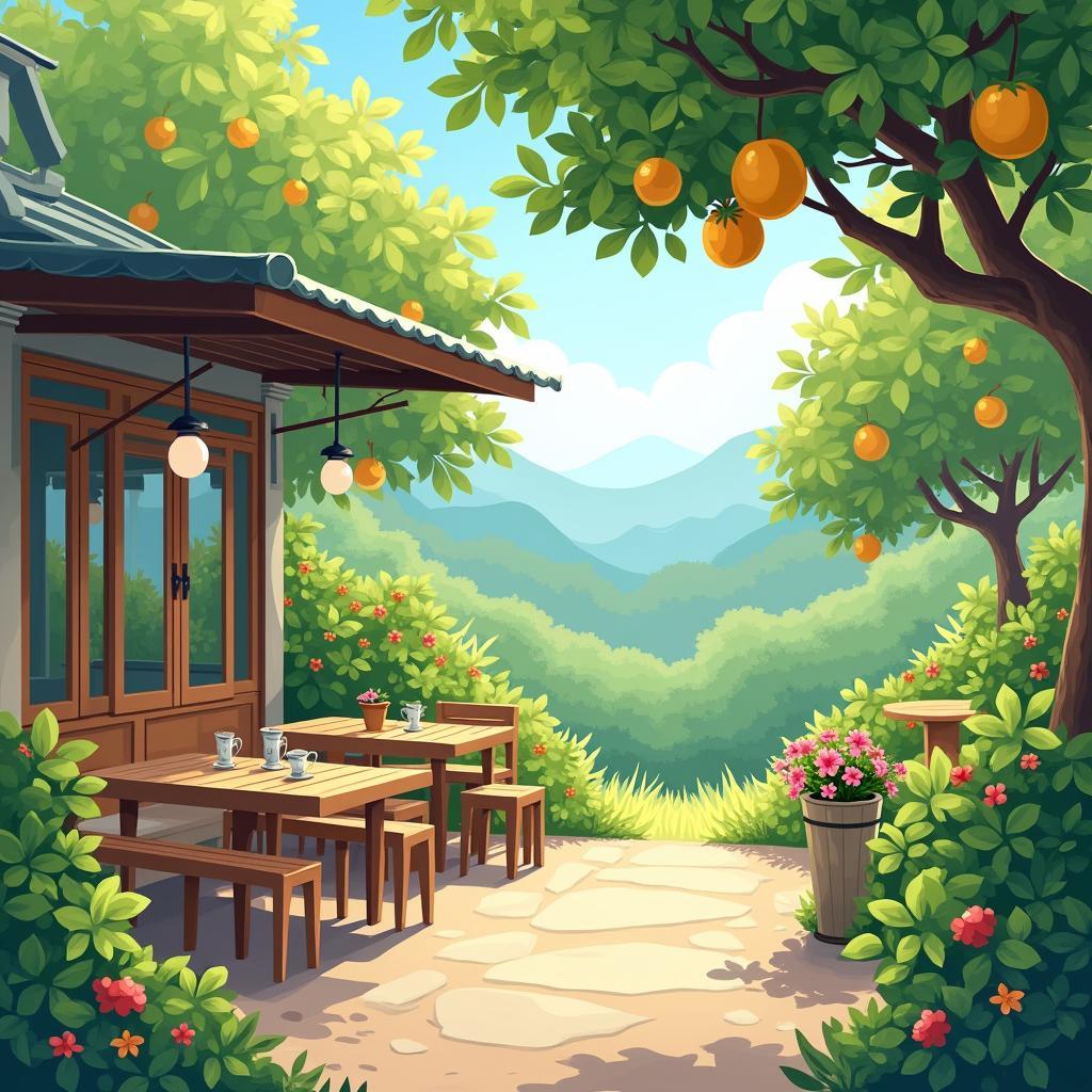 Hình ảnh du lịch sinh thái vườn tại Phường Long Phước, Thủ Đức, với không gian xanh và yên tĩnh.