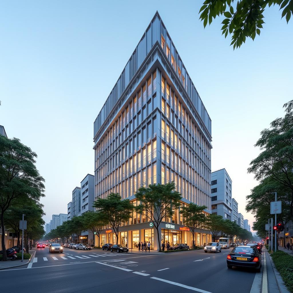 Toàn cảnh Lữ Gia Plaza Quận 11, tòa nhà phức hợp văn phòng, mua sắm, giải trí.