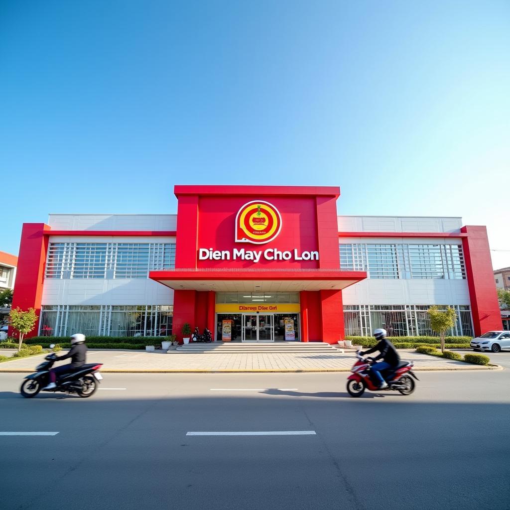 Mặt tiền siêu thị Điện máy Chợ Lớn Sóc Trăng tọa lạc trên Quốc lộ 1A rộng rãi và nổi bật