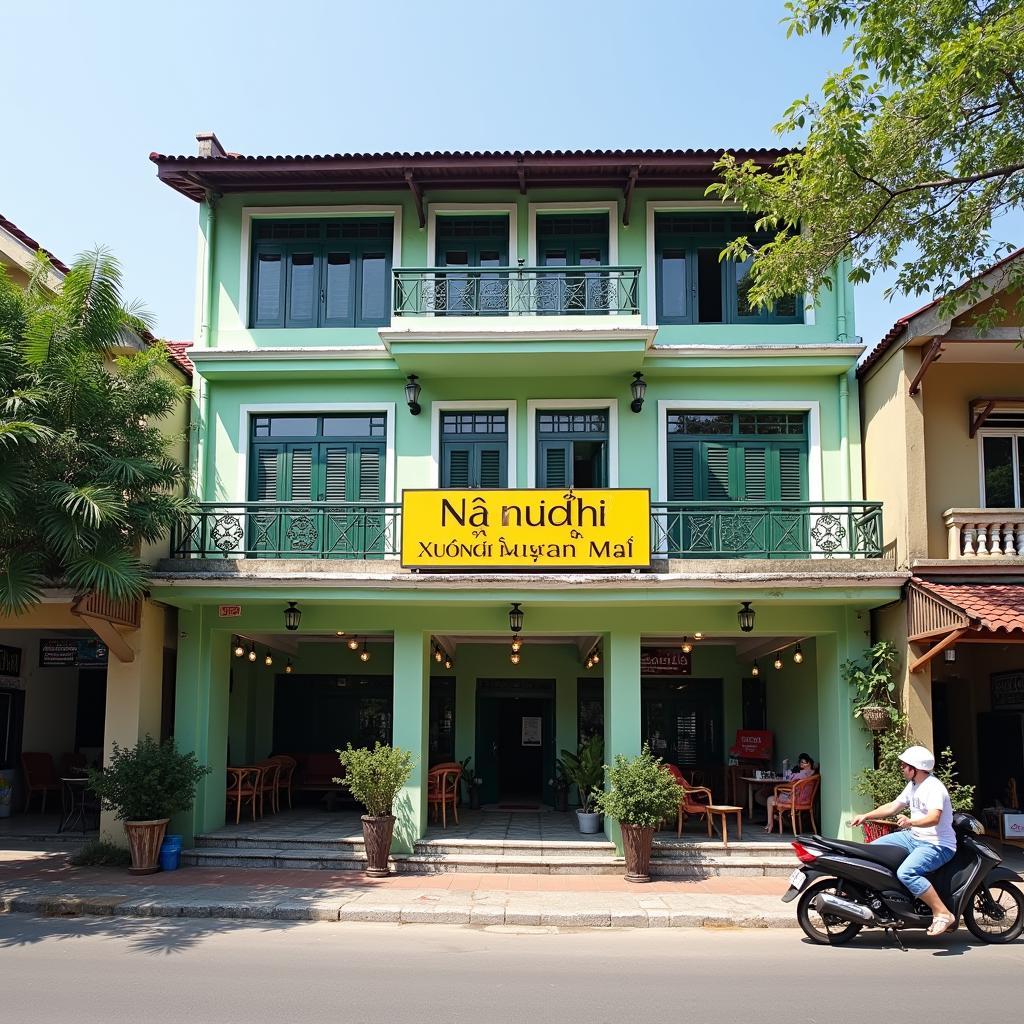 Toàn cảnh mặt tiền Nhà nghỉ Xuân Mai khang trang tại trung tâm thị trấn Sa Rài, Tân Hồng