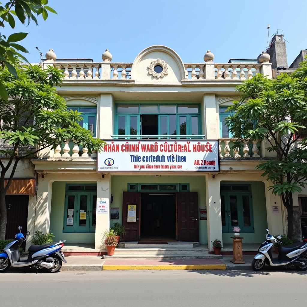 Mặt tiền Nhà văn hóa phường Nhân Chính tại địa chỉ 188 Quan Nhân, quận Thanh Xuân, Hà Nội.