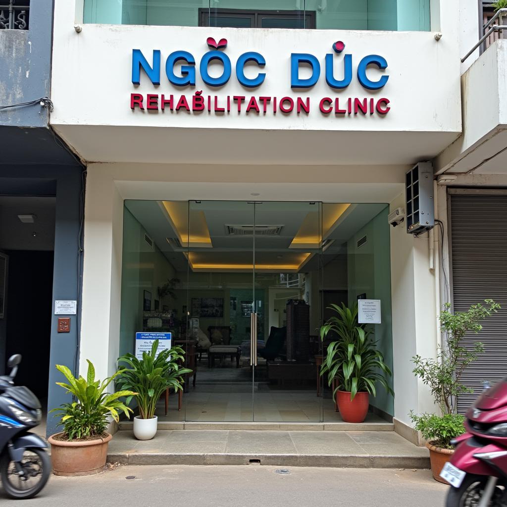 Hình ảnh mặt tiền Phòng khám chuyên khoa Phục hồi chức năng Ngọc Đức tại TP. HCM, dễ dàng tìm thấy.