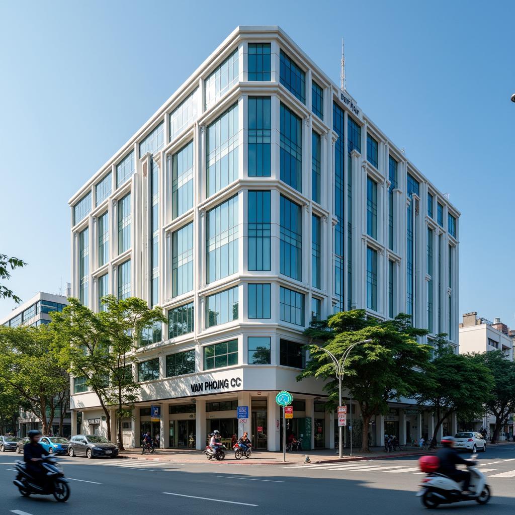 Hình ảnh mặt tiền tòa nhà Văn phòng CC Tràng An tại địa chỉ 62 Võ Thị Sáu, Hà Nội.