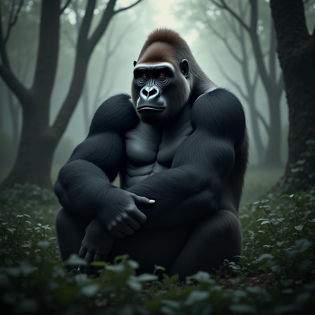 Giải mã giấc mơ thấy một con khỉ đột Gorilla to lớn, oai nghiêm đang ngồi trầm tư trong rừng sâu