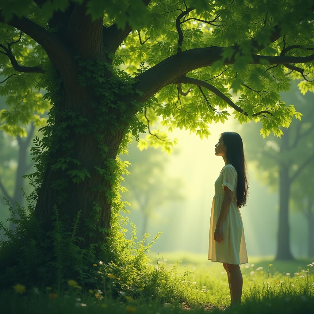 Mơ thấy đang nói chuyện với một cái cây xanh tốt, cành lá sum suê tràn đầy sức sống