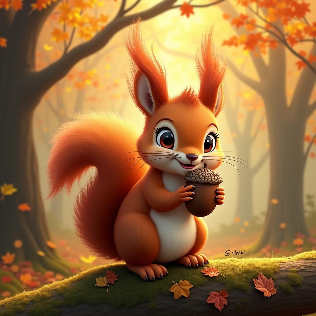 giải mã giấc mơ thấy sóc đỏ đang tích trữ hạt dẻ trong rừng mùa thu