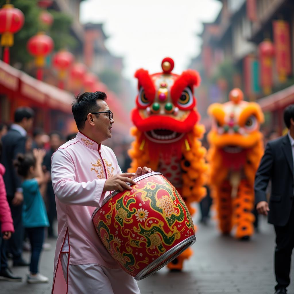 Mơ thấy đánh trống múa lân rộn rã là điềm báo may mắn, tài lộc và công danh sắp đến với bạn.