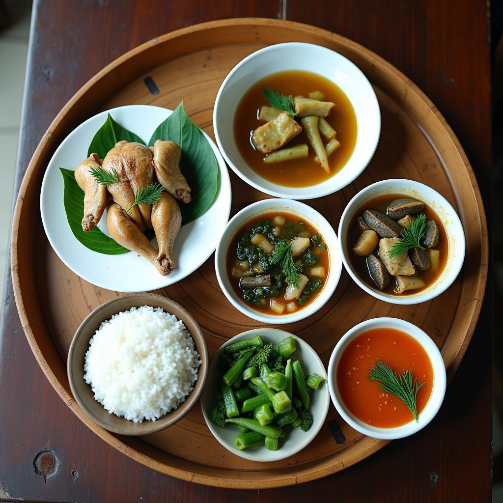 Mâm cơm dân dã với các món đặc sản địa phương hấp dẫn tại xã Tam Dương, tỉnh Phú Thọ