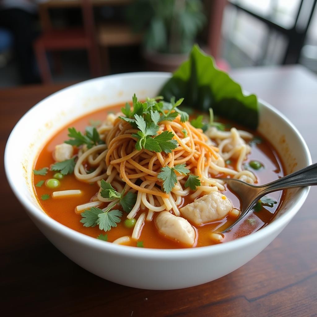 Đĩa bún mắm đậm đà hương vị miền Tây được bày biện hấp dẫn tại một quán ăn nổi tiếng ở Phường Cầu Kiệu, Phú Nhuận