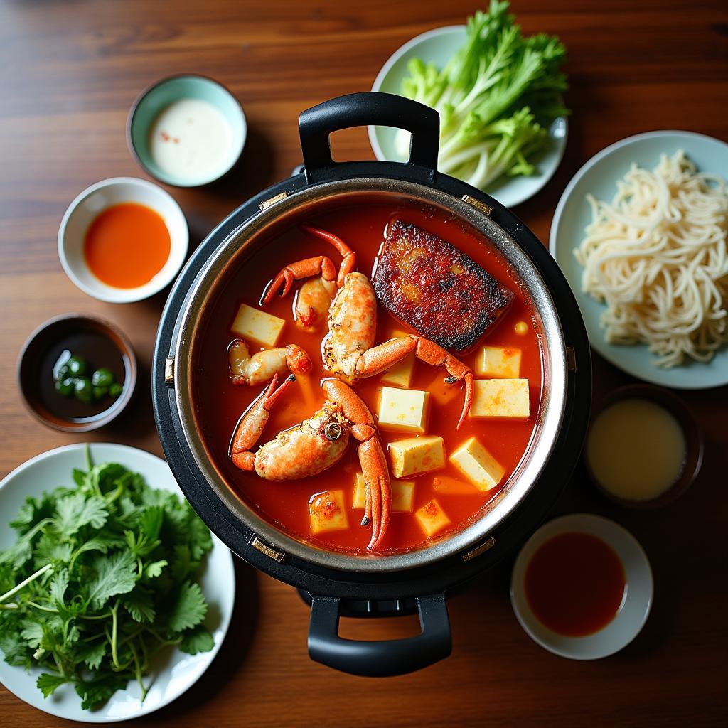 Món lẩu riêu cua sườn sụn đặc sản hấp dẫn tại Bếp quán Trung Hòa 132 Trung Hòa, Cầu Giấy.