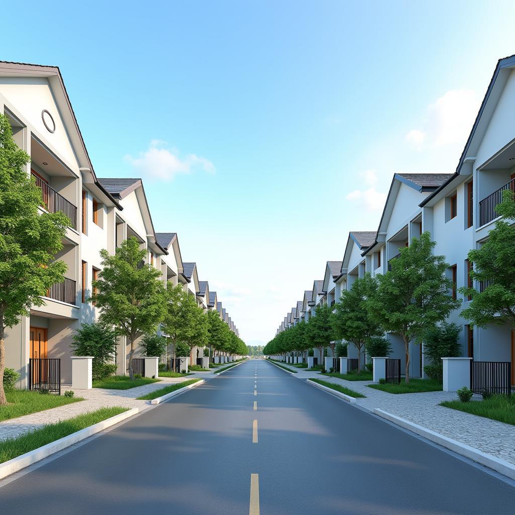 Hình ảnh một góc khu dân cư mới khang trang và hiện đại tại xã Trừ Văn Thố, Bình Dương
