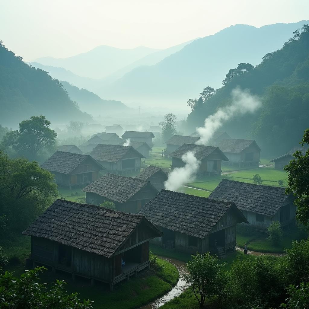 Nếp nhà sàn truyền thống mộc mạc của người dân tộc ở Thàng Tín, Tuyên Quang ẩn mình giữa núi rừng hùng vĩ và yên bình