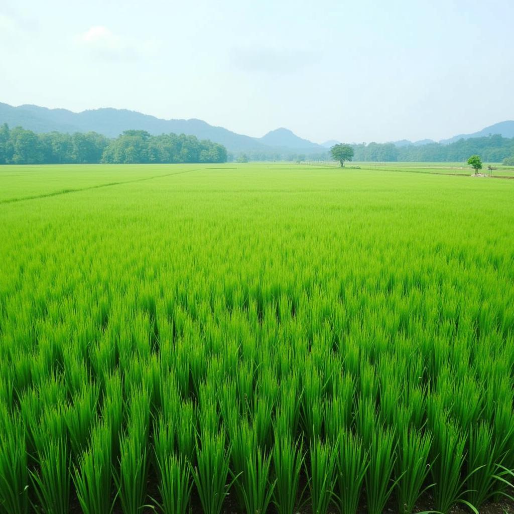Cánh đồng lúa xanh mướt trải dài tại Xã Thanh Bình Tỉnh Hà Nam, biểu tượng của cuộc sống nông nghiệp yên bình