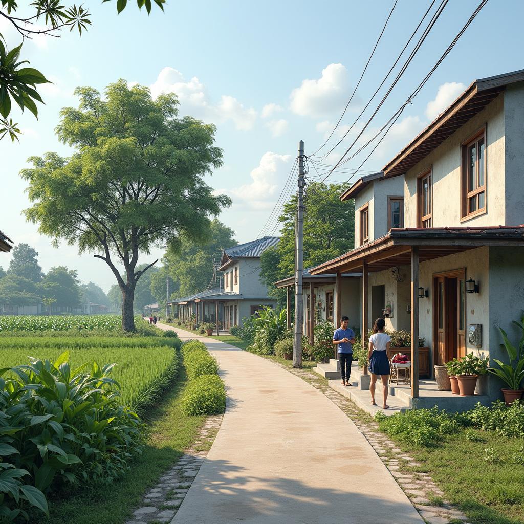 Hình ảnh cuộc sống ở Xã Tân Vĩnh Lộc thể hiện sự kết hợp giữa nét quê và đô thị đang phát triển