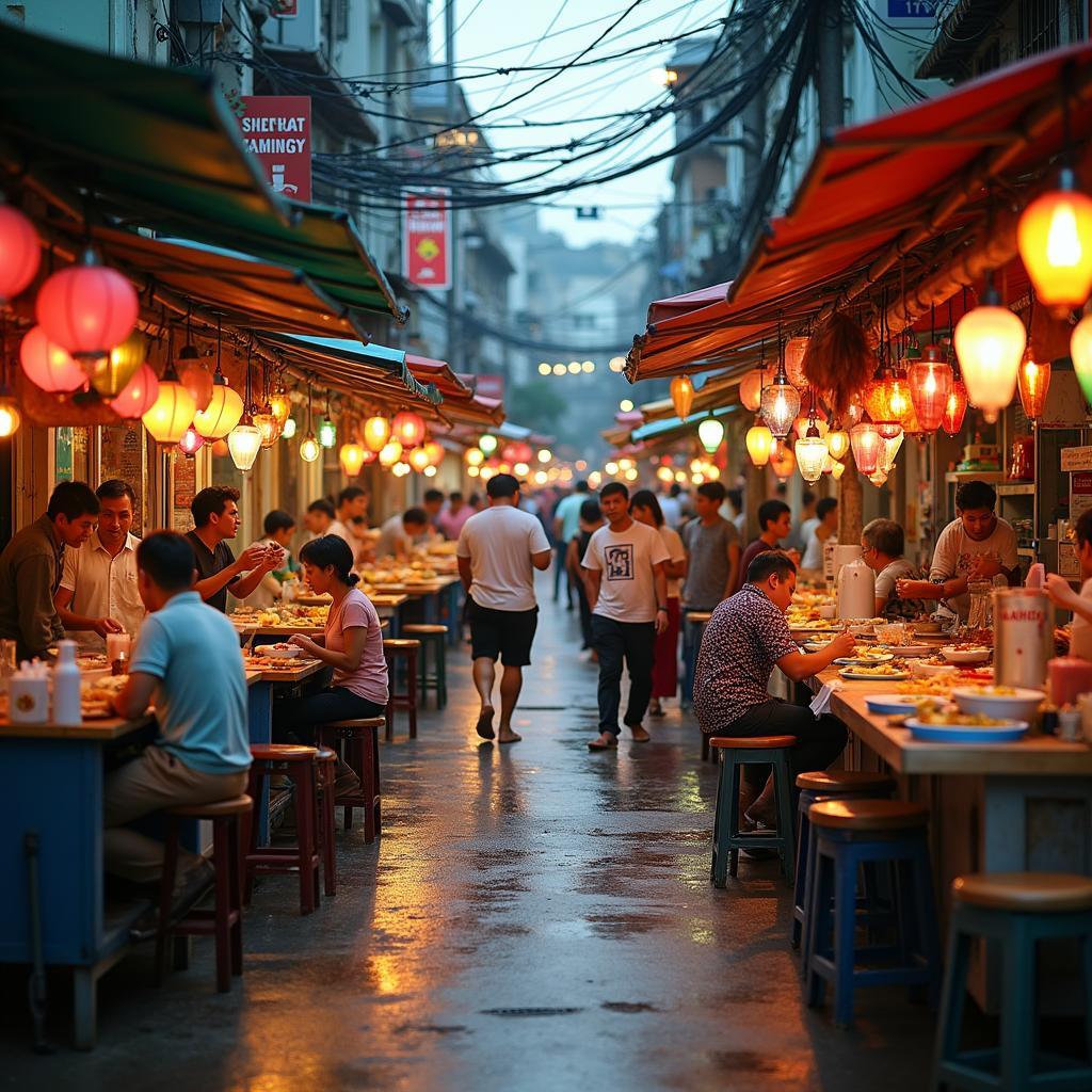Khung cảnh nhộn nhịp của các hàng quán ẩm thực trên Đường Bùi Đình Tuy Phường 12 Bình Thạnh