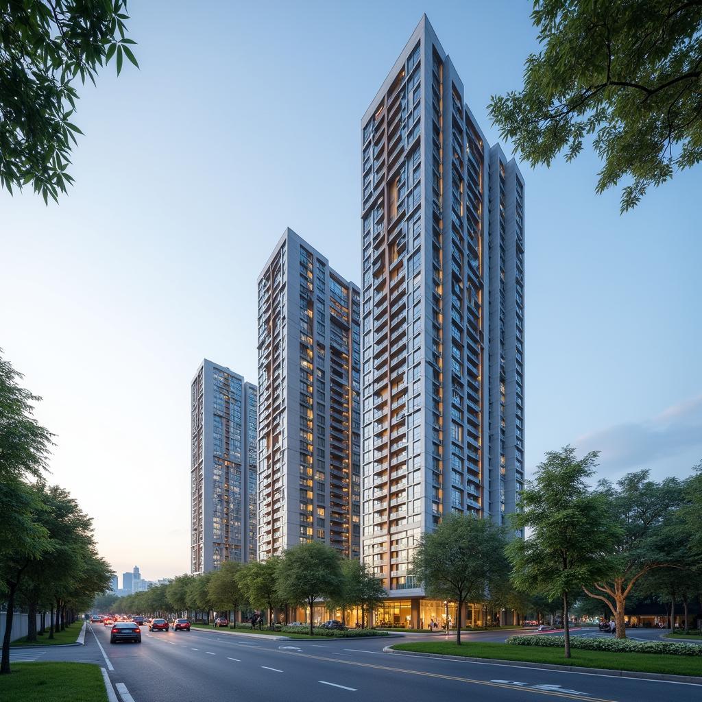 Toan canh mat tien chung cu New City Thu Thiem tren duong Mai Chi Tho Thu Duc