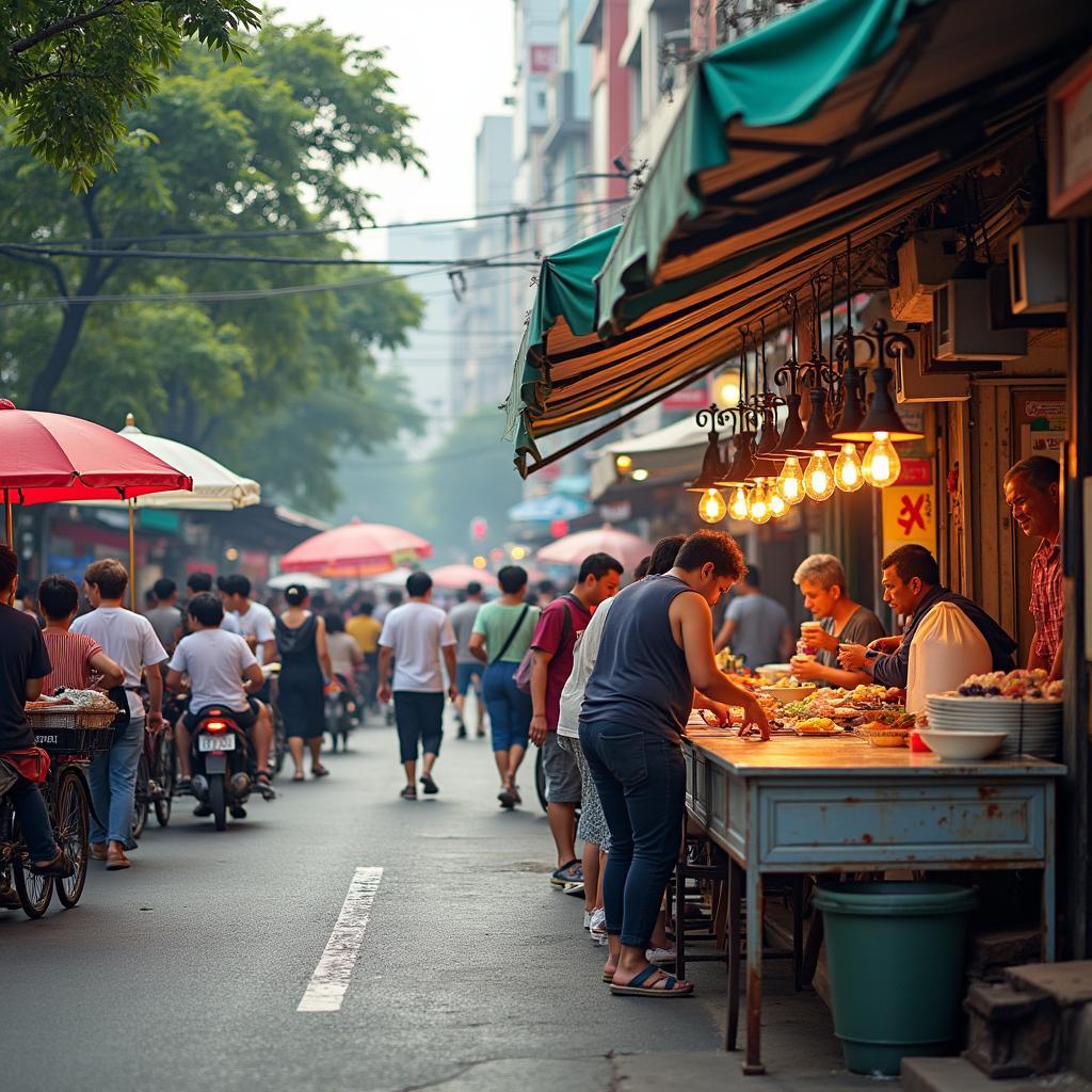 Quán ăn vỉa hè tấp nập tại Ngã Năm Bình Hoà Bình Thạnh