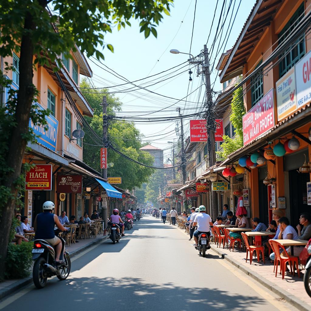 Hình ảnh Ngã tư Phú Thọ với các cửa hàng, quán ăn, dịch vụ sầm uất tại Biên Hòa, Đồng Nai.