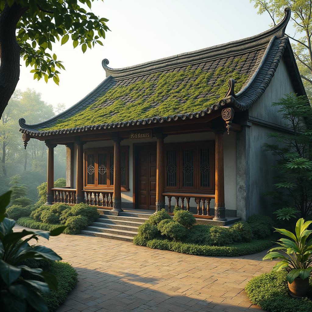 Cận cảnh một ngôi nhà cổ kính với kiến trúc đặc trưng của xứ Đoài ở xã Bất Bạt, Ba Vì.