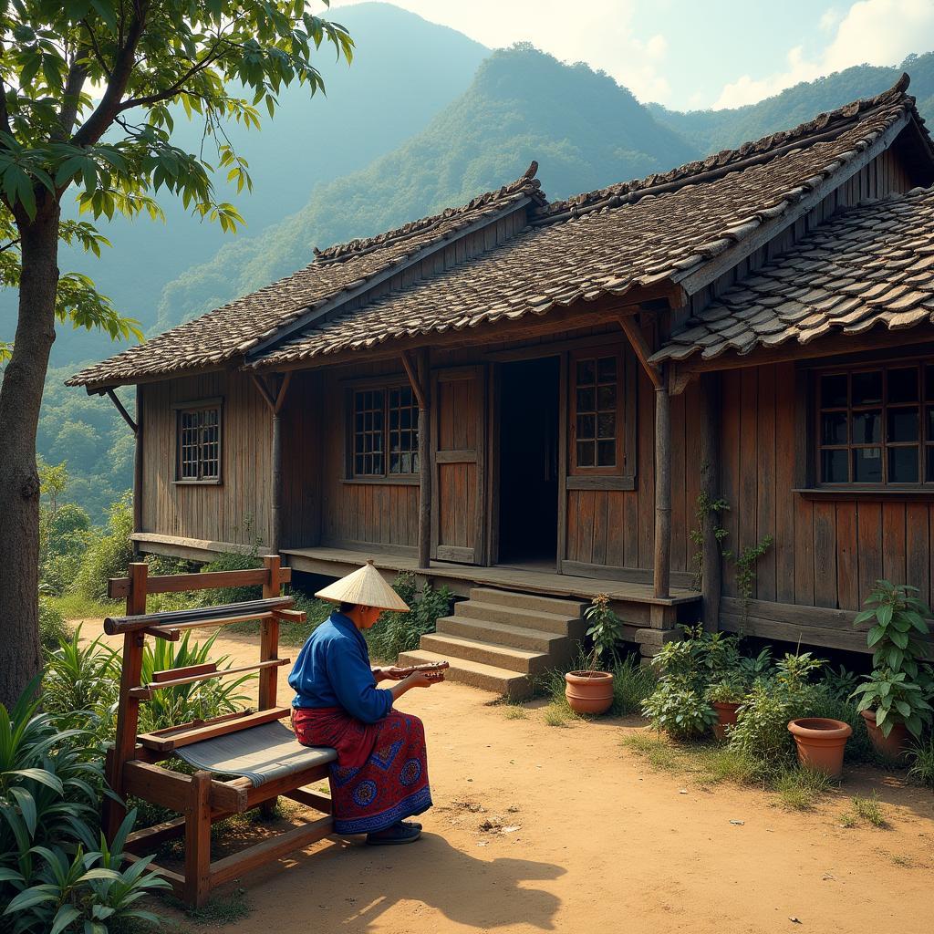 Ngôi nhà sàn truyền thống của người Tày ở Xã Sảng Mộc, thể hiện nét văn hóa bản địa độc đáo và mộc mạc.