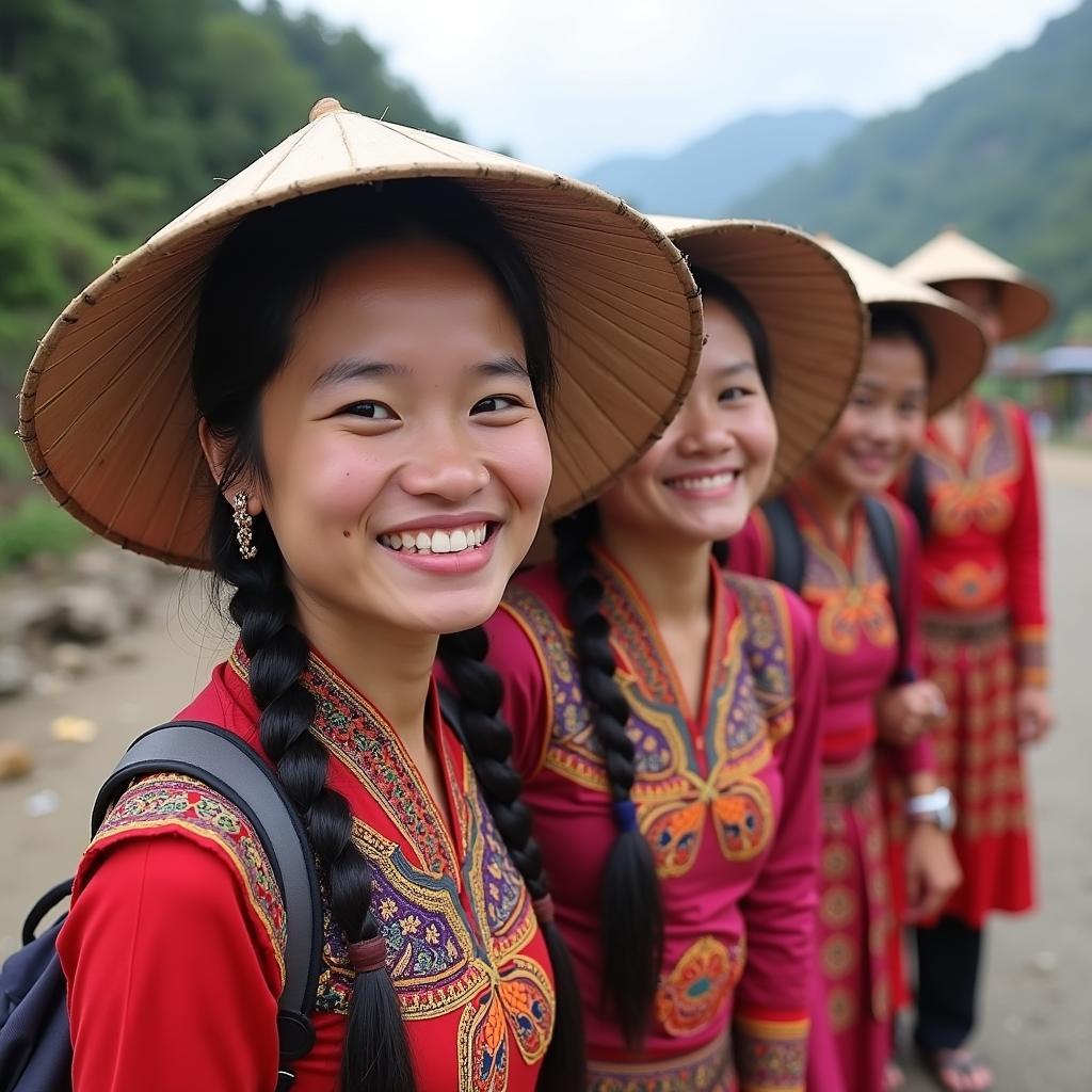 Hình ảnh người dân địa phương thân thiện tại Xã Pà Cò, Tỉnh Phú Thọ đang mỉm cười đón khách du lịch