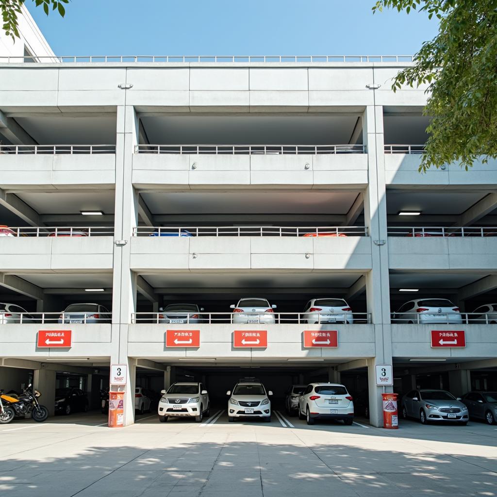 Nhà gửi xe thông minh cao tầng hiện đại bên trong khuôn viên Bệnh viện 108.