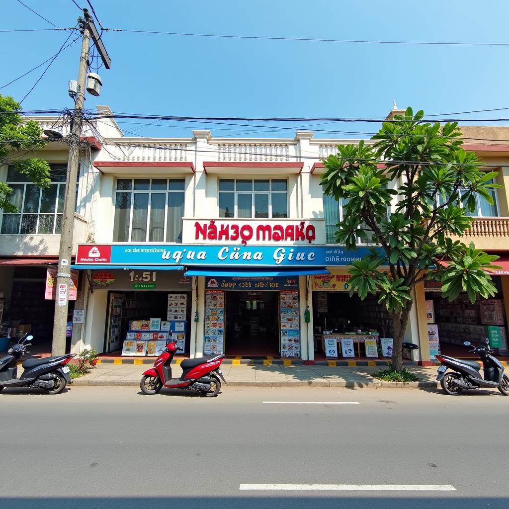 Mặt tiền Nhà sách Cần Giuộc 101 QL50, Cần Giuộc, Long An trên trục đường chính.