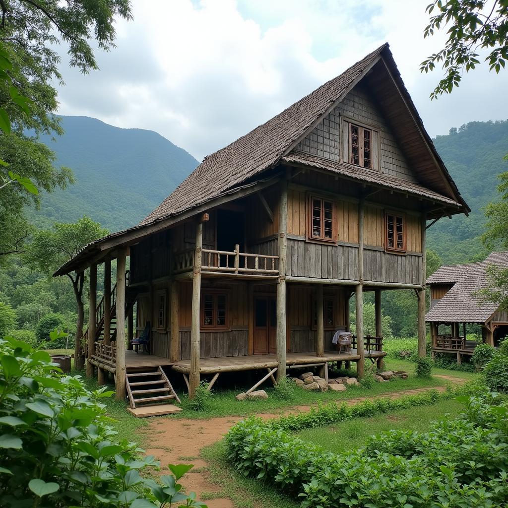 Ngôi nhà sàn truyền thống của người dân tộc Mường tại xã Thu Cúc, Phú Thọ