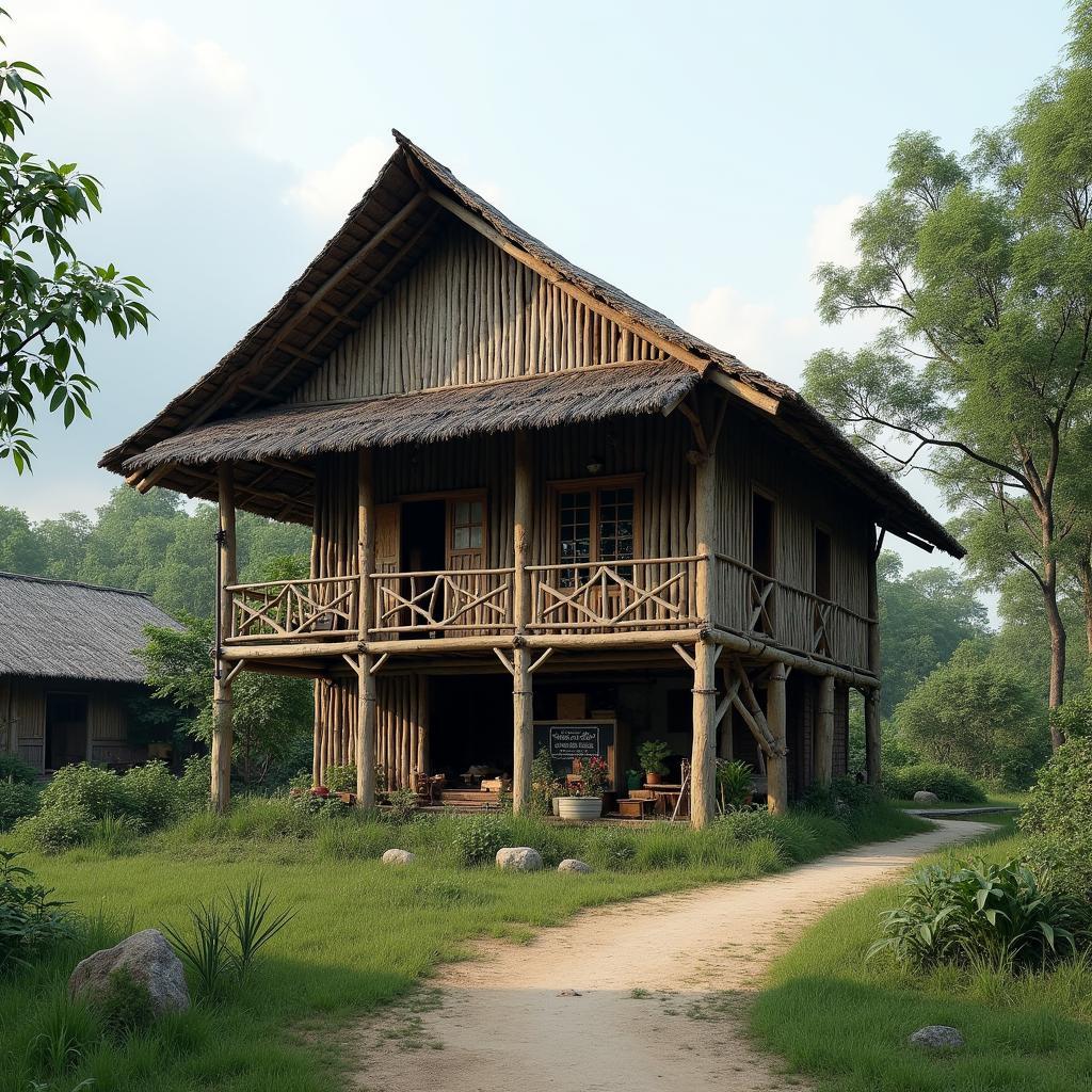 Ngôi nhà sàn truyền thống của người dân tộc Mường tại xã Mường Động, Phú Thọ
