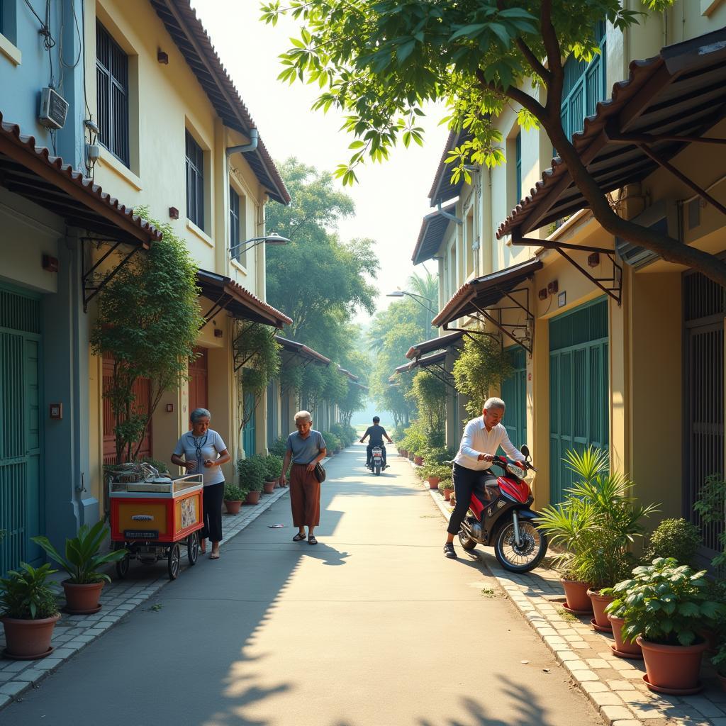 Nhịp sống bình yên và trong lành vào buổi sáng trong một con hẻm sạch sẽ tại Phường Phú Thạnh, quận Tân Phú