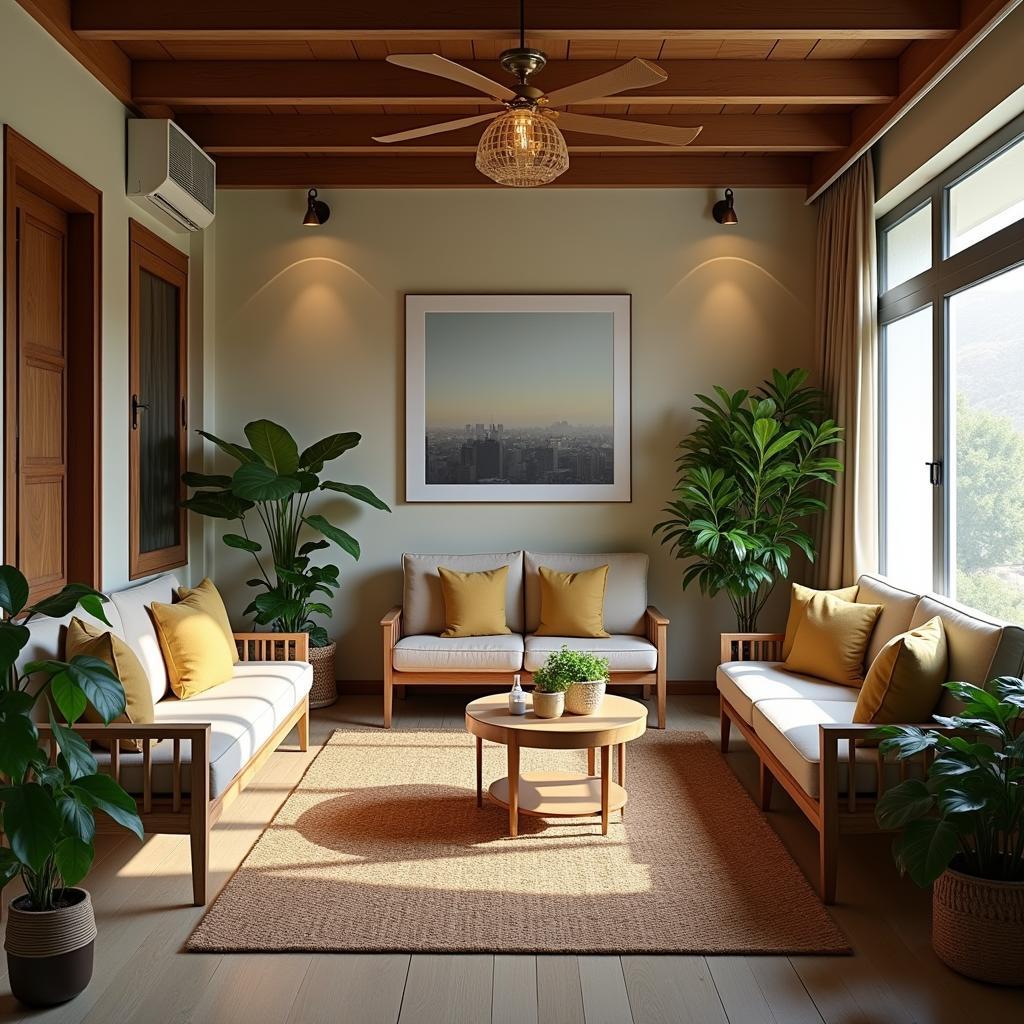 Không gian nội thất ấm cúng và gần gũi thiên nhiên bên trong Chíu Homestay 104 Hoàng Hoa Thám